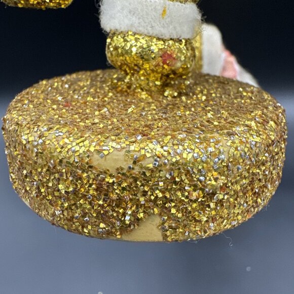 Vintage MCM Retro Gold Glitter Dancing Santa’s Spun Cotton Beard Christmas Decor - Picture 12 of 16